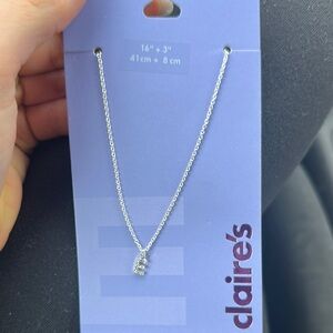 Claire's Silver Necklace with Crystal Pendant